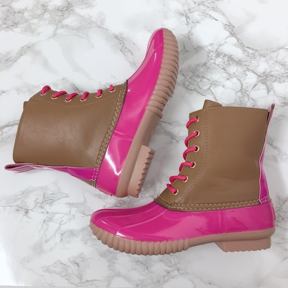 🍁 2X HP‼️ Pink Duck Boots Rain Boots Fall Boots - Picture 7 of 8